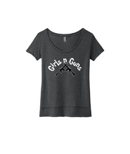 Load image into Gallery viewer, Girls n Guns print Next Level Womens Festival Scoop Neck Tee9
