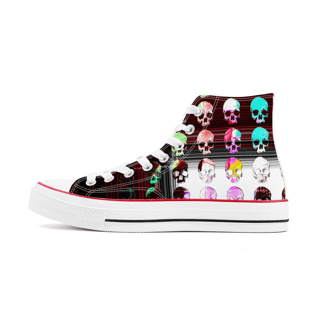 Multicolored skull print High Top Canvas Shoes - White