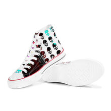 Load image into Gallery viewer, Multicolored skull print High Top Canvas Shoes - White
