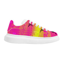 Load image into Gallery viewer, Girls n Guns pink circle print D69 Heighten Low Top Shoes - White
