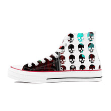 Load image into Gallery viewer, Multicolored skull print High Top Canvas Shoes - White
