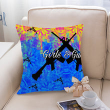 Load image into Gallery viewer, Girls n Guns Blu/yello abstract print D46 Pillow Covers
